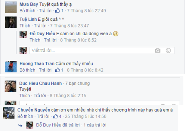 Phản hồi của phụ huynh về lớp học online của thầy Hiếu