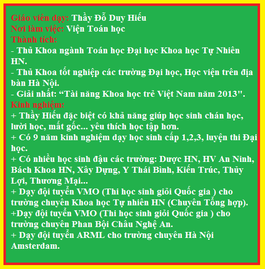 Giới thiệu thành tích và kinh nghiệm giảng dạy của thầy Đỗ Duy Hiếu