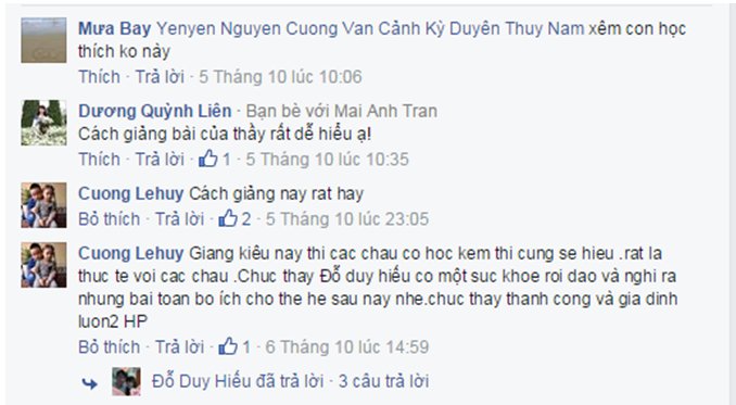 Phụ huynh nhận xét cách giảng bài của thầy rất dễ hiểu