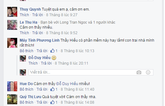 Phụ huynh khen phần mềm học Toán và cảm ơn thầy Đỗ Duy Hiếu