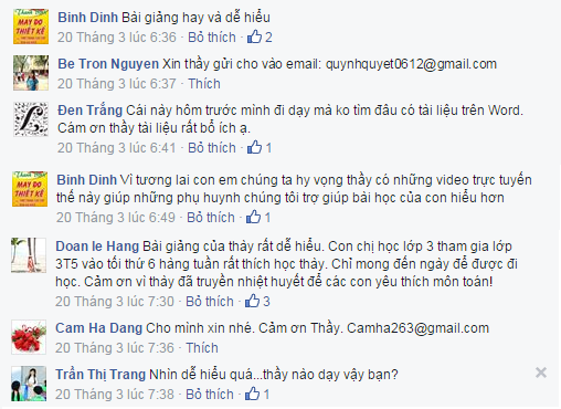 Phụ huynh nhận xét bài giảng của thầy hay và dễ hiểu