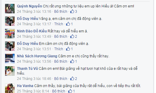 Phụ huynh cảm ơn thầy Hiếu vì những tư liệu và bài giảng dễ hiểu